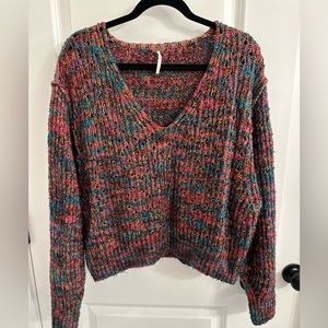 Free People Multicolor V-Neck Sweater